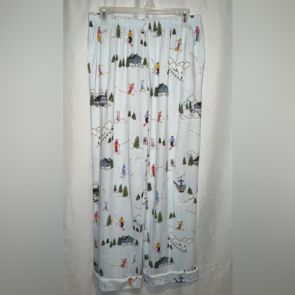 Kate Spade Pajamas Classic Long Sleeve Winter Village Ski Trip Print Pjs NWT - Picture 10 of 13